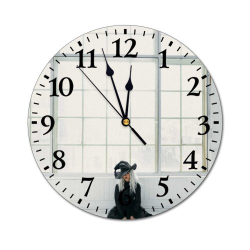 yanfind Fashion PVC Wall Clock Attire Beautiful Girl Blonde Contemporary Costume Creepy Facial Expression Fashion Fashionable Festival Mute Suitable Kitchen Bedroom Decorate Living Room