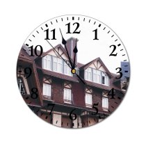 yanfind Fashion PVC Wall Clock Accommodation Apartment Architecture Attic Building Chimney City Cloudless Community Construction Countryside Design Mute Suitable Kitchen Bedroom Decorate Living Room