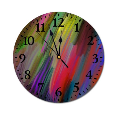 yanfind Fashion PVC Wall Clock Art Motion Creativity Rainbow Design Artistic Dynamic Futuristic Impression Motley Mute Suitable Kitchen Bedroom Decorate Living Room