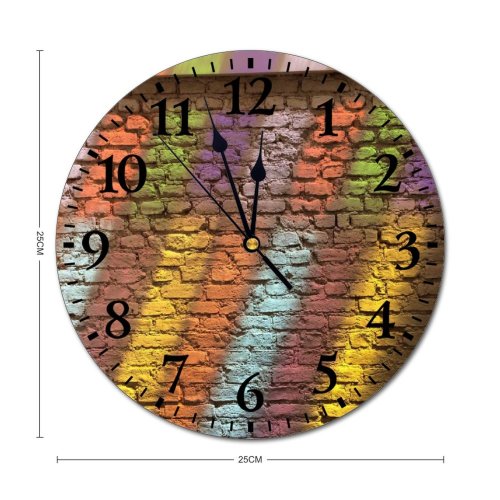 yanfind Fashion PVC Wall Clock Art Texture Abstract Design Stone Retro Urban Brick Rainbow Artistic Rough Motley Mute Suitable Kitchen Bedroom Decorate Living Room
