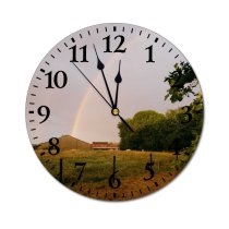 yanfind Fashion PVC Wall Clock Branch Building Bush Colorful Countryside Farm Flora Floral Foliage Grass Greenery Grow Mute Suitable Kitchen Bedroom Decorate Living Room