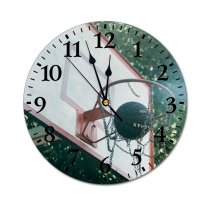 yanfind Fashion PVC Wall Clock Backboard Ball Basketball Basket Court Hoop Rim Ring Game High Net Nobody001 Mute Suitable Kitchen Bedroom Decorate Living Room