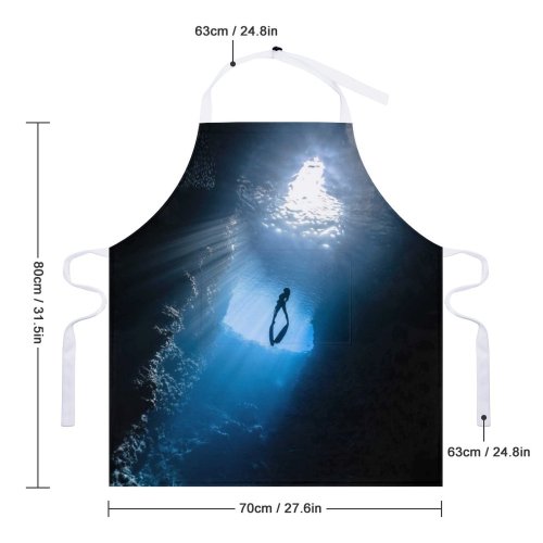 yanfind Custom aprons Adventure Corals Dark Diver Exploration Flash Focus Insubstantial Light Shot Ocean white white-style1 70×80cm