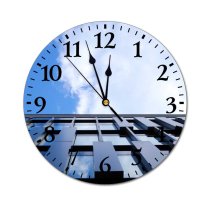yanfind Fashion PVC Wall Clock Architectural Design Architecture Sky Building City Clouds Contemporary Downtown Facade Futuristic Glass Mute Suitable Kitchen Bedroom Decorate Living Room