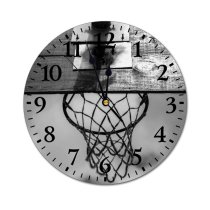 yanfind Fashion PVC Wall Clock Action Active Backboard Basketball Bw Challenge City Cloudy Competition Contemporary Court Daytime Mute Suitable Kitchen Bedroom Decorate Living Room