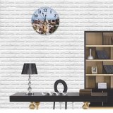 yanfind Fashion PVC Wall Clock Accommodation Aged Architecture Beach Building Coast Colorful Construction Destination District Dwell Estate Mute Suitable Kitchen Bedroom Decorate Living Room