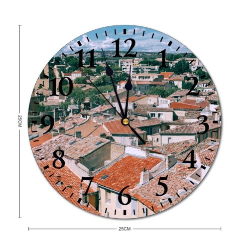 yanfind Fashion PVC Wall Clock Apartment Architecture Attract Building City Cityscape Classic Cloudy Construction Dense Design Destination Mute Suitable Kitchen Bedroom Decorate Living Room