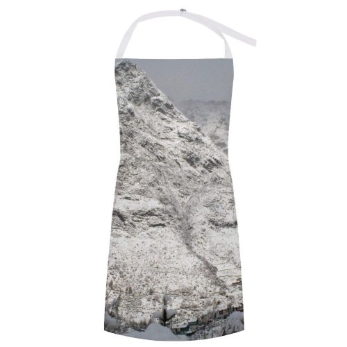 yanfind Custom aprons Peak Snow Himalayas Town Village Trees Landscape Cliffs Alpine Winter white white-style1 70×80cm