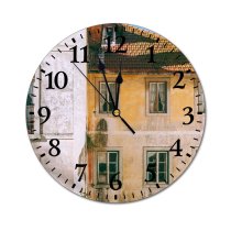 yanfind Fashion PVC Wall Clock Aged Architecture Blot Sky Building City Complex Construction Curtain District Dwell Exterior Mute Suitable Kitchen Bedroom Decorate Living Room