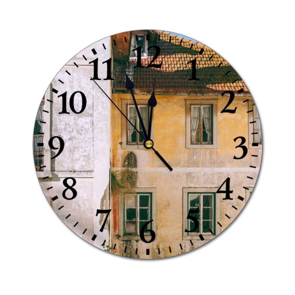 yanfind Fashion PVC Wall Clock Aged Architecture Blot Sky Building City Complex Construction Curtain District Dwell Exterior Mute Suitable Kitchen Bedroom Decorate Living Room