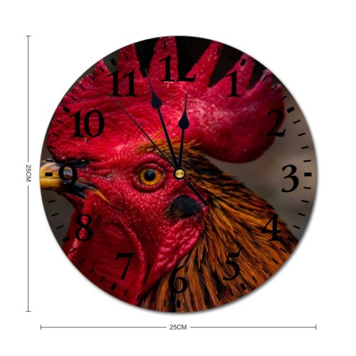 yanfind Fashion PVC Wall Clock Bird Chicken Beak Portrait Hen Outdoors Wildlife Feather Poultry Avian Crest Cockerel Mute Suitable Kitchen Bedroom Decorate Living Room
