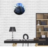 yanfind Fashion PVC Wall Clock Architectural Design Architecture Building City Contemporary Downtown Facade Futuristic Glass Items Mute Suitable Kitchen Bedroom Decorate Living Room