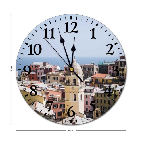 yanfind Fashion PVC Wall Clock Accommodation Aged Architecture Beach Building Coast Colorful Construction Destination District Dwell Estate Mute Suitable Kitchen Bedroom Decorate Living Room