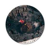 yanfind Fashion PVC Wall Clock Bird Agriculture Farm Ground Chicken Portrait Outdoors Duck Farming Wildlife Poultry Dame Mute Suitable Kitchen Bedroom Decorate Living Room