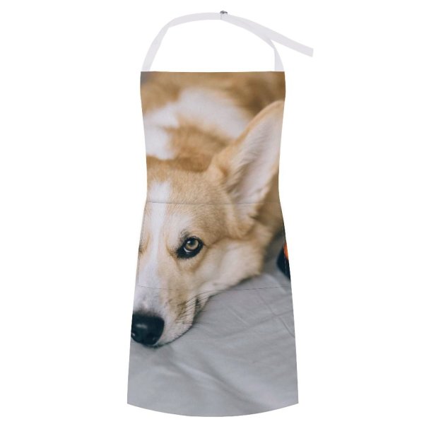 yanfind Custom aprons Adorable Beautiful Bed Friend Cute Dog Fur Furry Lazy white white-style1 70×80cm