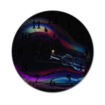 yanfind Fashion PVC Wall Clock Art Wave Curve Abstract Neon Design Creativity Flame Surreal Energy Rainbow Artistic Mute Suitable Kitchen Bedroom Decorate Living Room