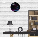 yanfind Fashion PVC Wall Clock Art Wave Curve Abstract Neon Design Creativity Flame Surreal Energy Rainbow Artistic Mute Suitable Kitchen Bedroom Decorate Living Room