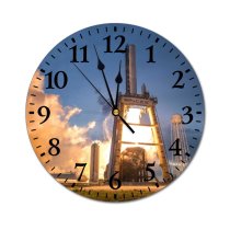 yanfind Fashion PVC Wall Clock Architecture Clouds Dark Dawn Dusk Energy Evening Grass Landscape Light Outdoors Pollution Mute Suitable Kitchen Bedroom Decorate Living Room