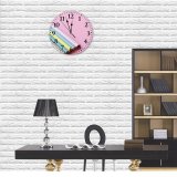 yanfind Fashion PVC Wall Clock Art Writing Abstract School Design Creativity Rainbow Coloring Artistic Spectrum Motley Disjunct Mute Suitable Kitchen Bedroom Decorate Living Room