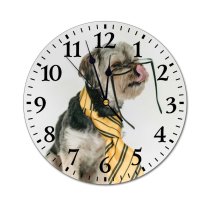 yanfind Fashion PVC Wall Clock Adorable Alone Calm Clever Comfort Curious Dog Floor Fluff Friendly Fur Mute Suitable Kitchen Bedroom Decorate Living Room