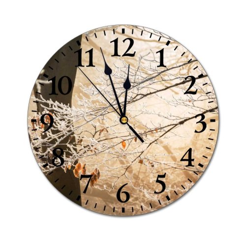 yanfind Fashion PVC Wall Clock Branch Forest Freezing Frost Frosty Frozen Hoarfrost Landscape Leaves Outdoors Mute Suitable Kitchen Bedroom Decorate Living Room