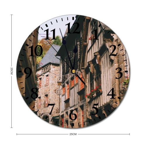 yanfind Fashion PVC Wall Clock Aged Arch Architecture Building City Complex Construction Daytime District Dwell Empty Mute Suitable Kitchen Bedroom Decorate Living Room