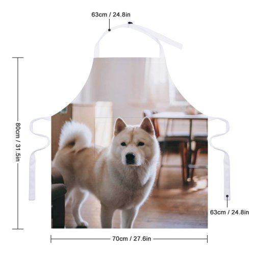 yanfind Custom aprons Adorable Akita Inu Calm Creature Curious Cute Daytime Delicate Dog Fauna white white-style1 70×80cm
