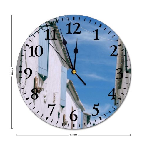 yanfind Fashion PVC Wall Clock Accommodation Aged Apartment Architecture Area Sky Building Cloudless Condominium Construction Daylight Mute Suitable Kitchen Bedroom Decorate Living Room