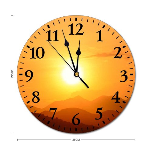 yanfind Fashion PVC Wall Clock Backlit Dawn Dusk Fog Golden Hour Landscape Laptop Light Outdoors Mute Suitable Kitchen Bedroom Decorate Living Room