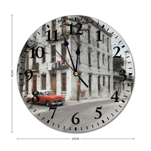 yanfind Fashion PVC Wall Clock Abandoned Apartment Architecture Asphalt Auto Automobile Building Car Cement City Construction Decay Mute Suitable Kitchen Bedroom Decorate Living Room