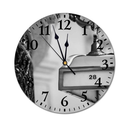 yanfind Fashion PVC Wall Clock Aged Architecture Building Bw Cement Chandelier City Classic Construction Decor Mute Suitable Kitchen Bedroom Decorate Living Room