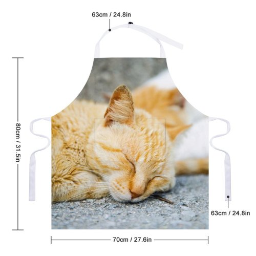 yanfind Custom aprons Adorable Asleep Blurred Calm Carnivore Cat Charming Chordate Cute Daytime Enjoy white white-style1 70×80cm