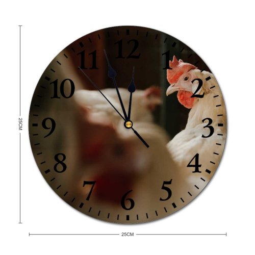 yanfind Fashion PVC Wall Clock Barn Bird Chicken Coop Cock Cockerel Farm Farming Fowl Hen Hencoop Henhouse010 Mute Suitable Kitchen Bedroom Decorate Living Room