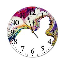 yanfind Fashion PVC Wall Clock Art Abstract Creativity Rainbow Fantasy Artistic Smooth Motley Liquidity Cephalopod Mute Suitable Kitchen Bedroom Decorate Living Room