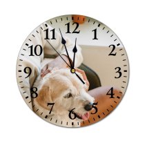 yanfind Fashion PVC Wall Clock Adorable Apartment Bonding Caress Cheerful Comfort Cozy Crop Cute Dog Mute Suitable Kitchen Bedroom Decorate Living Room