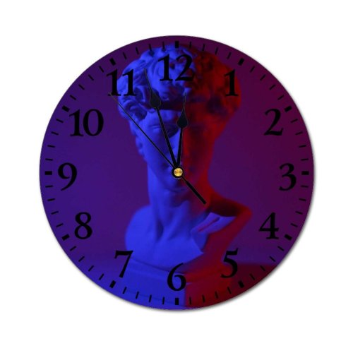 yanfind Fashion PVC Wall Clock Abstract Ancient Art Artwork Bronze Bust Carve Carving Classic Craft Creative Mute Suitable Kitchen Bedroom Decorate Living Room