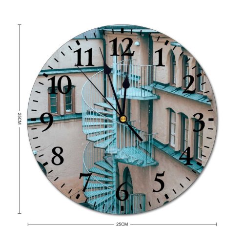yanfind Fashion PVC Wall Clock Accommodation Aged Apartment Architecture Block Building Cement City Community Complex Concrete Construction Mute Suitable Kitchen Bedroom Decorate Living Room