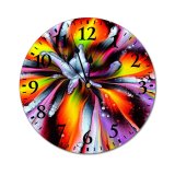 yanfind Fashion PVC Wall Clock Art Summer Texture Abstract Flower Design Creativity Flora Beautiful Rainbow Coloring Vibrant Mute Suitable Kitchen Bedroom Decorate Living Room