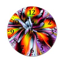 yanfind Fashion PVC Wall Clock Art Summer Texture Abstract Flower Design Creativity Flora Beautiful Rainbow Coloring Vibrant Mute Suitable Kitchen Bedroom Decorate Living Room