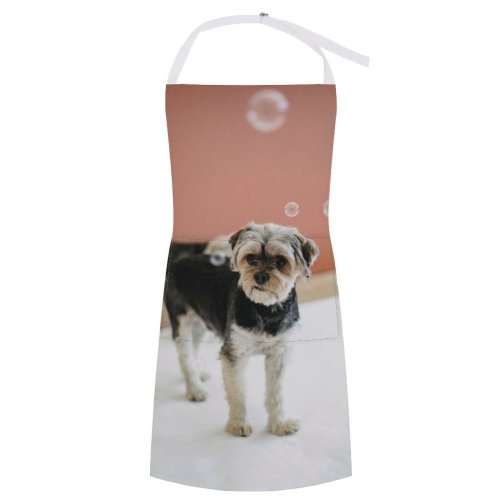 yanfind Custom aprons Adorable Attentive Blurred Calm Charming Chordate Cute Dog Dreamy Floor Friendly Fur white white-style1 70×80cm