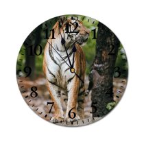 yanfind Fashion PVC Wall Clock Attentive Blurred Carnivore Chordate Concentrate Dangerous Daytime Fauna Felidae Focus Garden Mute Suitable Kitchen Bedroom Decorate Living Room