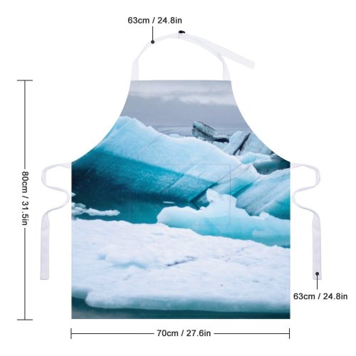 yanfind Custom aprons 4k Cool Desktop Frozen Warming Iceberg Iceland Jökulsárlón Lagoon white white-style1 70×80cm
