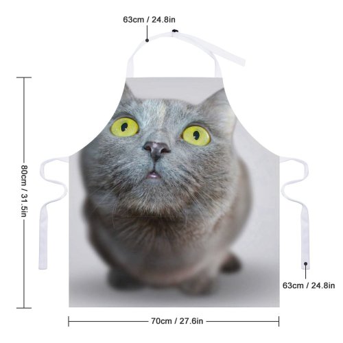 yanfind Custom aprons Adorable Cat Cute Eyes Fur Grey Isolated Kitten Kitty Pet Portrait Veterinary white white-style1 70×80cm