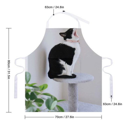yanfind Custom aprons Adorable Apartment Awake Calm Cat Comfort Cozy Cute Fluff white white-style1 70×80cm