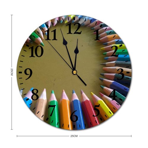 yanfind Fashion PVC Wall Clock Art Materials Artistic Colorful Heart Multicolor Rainbow Wood Mute Suitable Kitchen Bedroom Decorate Living Room