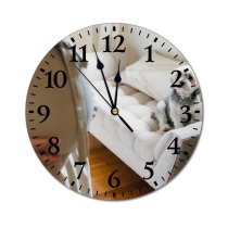 yanfind Fashion PVC Wall Clock Abdomen Anticipate Await Belly Calm Care Casual Comfort Couch Daytime Dog Mute Suitable Kitchen Bedroom Decorate Living Room