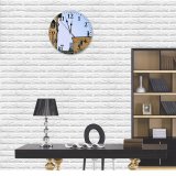 yanfind Fashion PVC Wall Clock Accommodation Aged Architecture Area Sky Building City Daytime Decor Decoration District Mute Suitable Kitchen Bedroom Decorate Living Room