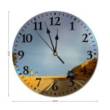 yanfind Fashion PVC Wall Clock Asphalt Auto Car Desert Highway Hill Landscape Lanes Outdoors Rainbow Road Signs Mute Suitable Kitchen Bedroom Decorate Living Room