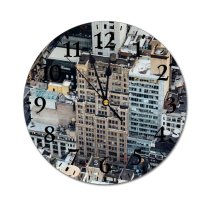 yanfind Fashion PVC Wall Clock Aged America Architecture Building Center City Cityscape Complex Construction Contemporary Creative Mute Suitable Kitchen Bedroom Decorate Living Room