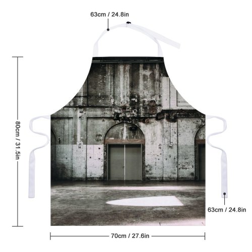 yanfind Custom aprons Abandoned Aged Architecture Brick Wall Broken Building Bw Cement Concrete Corrosion Crack white white-style1 70×80cm